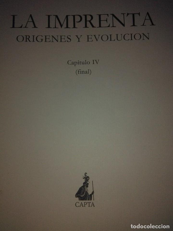 Libros de segunda mano: LA IMPRENTA , ORIGENES Y EVOLUCION ( CAPITULO IV FINAL ). Augusto Jurado ( CAPTA ) - Foto 1