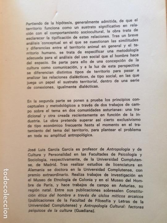 Libros de segunda mano: ANTROPOLOG&Iacute;A DEL TERRITORIO. JOS&Eacute; LUIS GARC&Iacute;A. - Foto 2