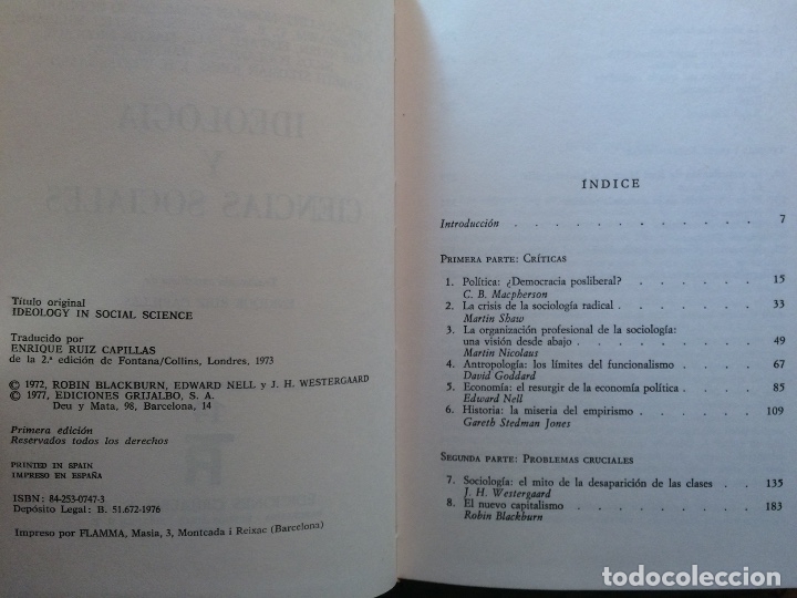 Libros de segunda mano: IDEOLOG&Iacute;A Y CIENCIAS SOCIALES. ROBIN BLACKBURN (EDITOR) - Foto 3