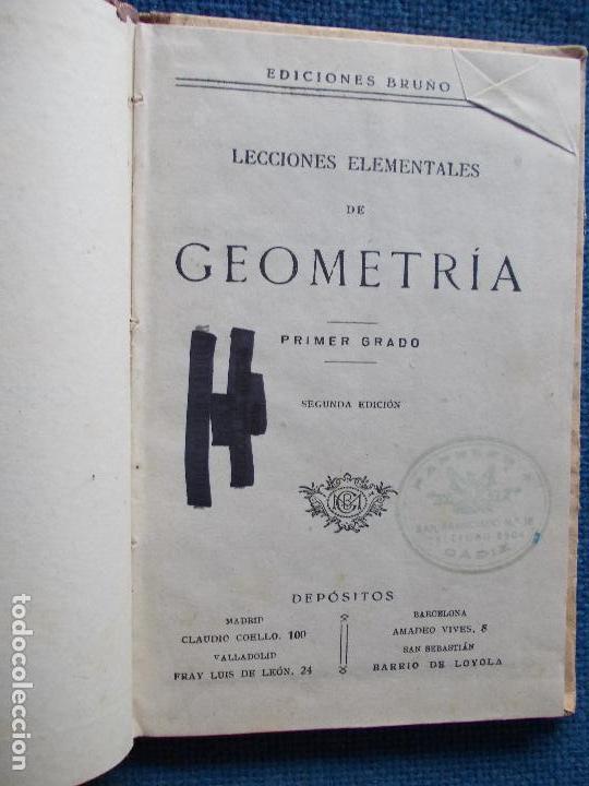 Libros de segunda mano: Lecciones elementales de geometr&iacute;a Ediciones Bru&ntilde;o - Foto 3