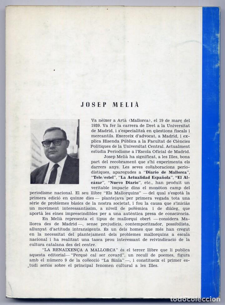 Libros de segunda mano: MELI&Agrave;, Josep.  La Renaixen&ccedil;a a Mallorca.  1968. - Foto 2