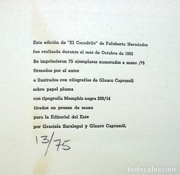 Libros de segunda mano: FELISBERTO HERN&Aacute;NDEZ - El cocodrilo - Firmado Primera edicion - Foto 5