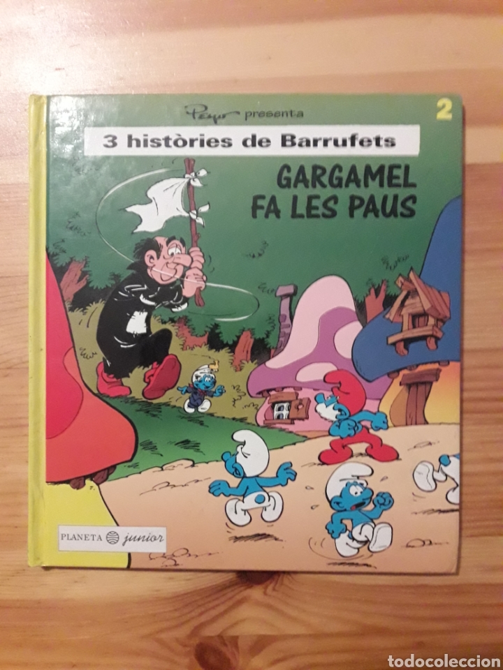 Libros de segunda mano: 3 histories de barrufets 2 planeta junior pitufos catalan - Foto 1