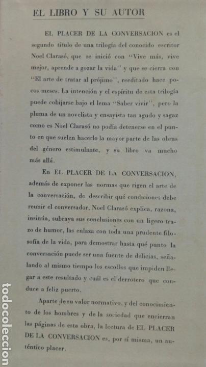 Libros de segunda mano: El placer de la conversaci&oacute;n. Noel Claras&oacute;. - Foto 2