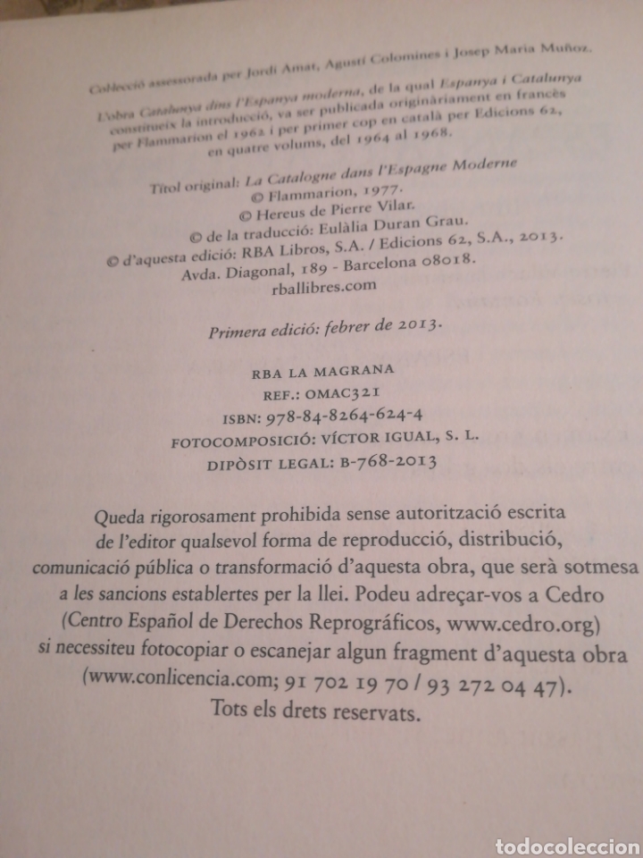 Libros de segunda mano: Espanya i Catalunya - Pierre Vilar - en catal&agrave; - Foto 5