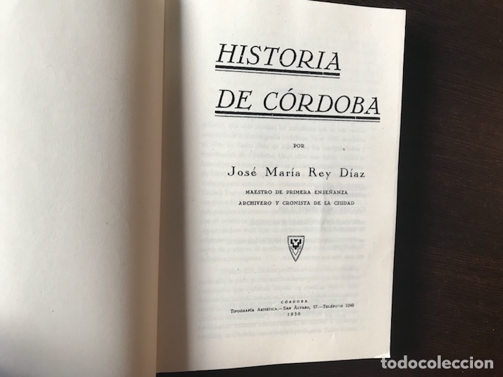 Libros de segunda mano: Historia de C&oacute;rdoba. Jos&eacute; M&ordf; Rey. Facs&iacute;mil - Foto 2