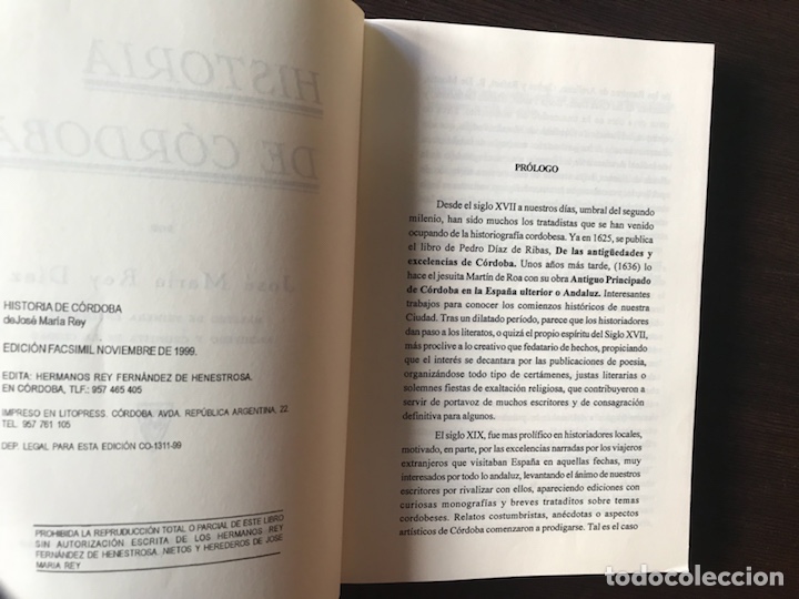 Libros de segunda mano: Historia de C&oacute;rdoba. Jos&eacute; M&ordf; Rey. Facs&iacute;mil - Foto 3