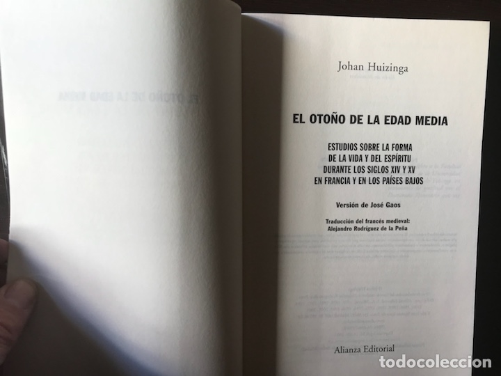 Libros de segunda mano: El oto&ntilde;o de la Edad Media. Johan Huizinga. Alianza Ensayo - Foto 4