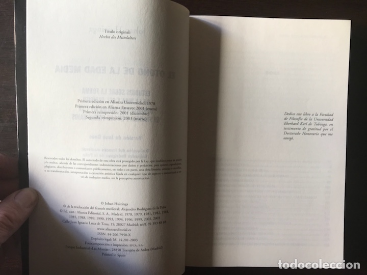 Libros de segunda mano: El oto&ntilde;o de la Edad Media. Johan Huizinga. Alianza Ensayo - Foto 5