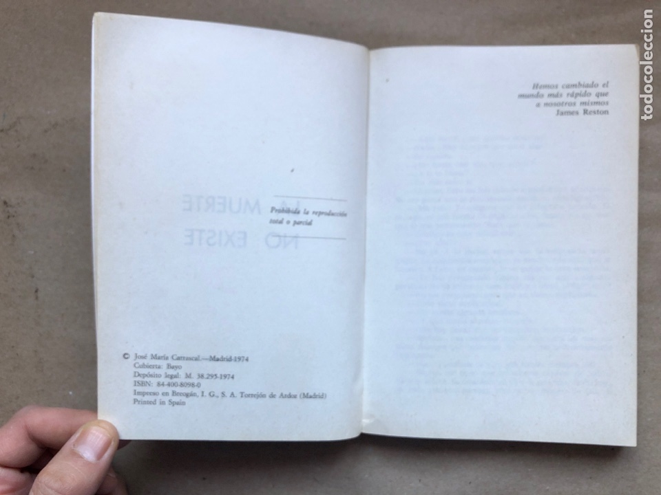 Libros de segunda mano: LA MUERTE NO EXISTE. JOS&Eacute; MAR&Iacute;A CARRASCAL. 1974. - Foto 3