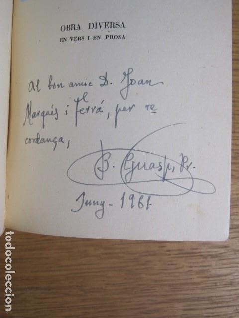 Libros de segunda mano: Mn. Bartomeu Guasp. PR. Obra diversa en vers i en prosa, Mallorca, 1961 - Foto 2