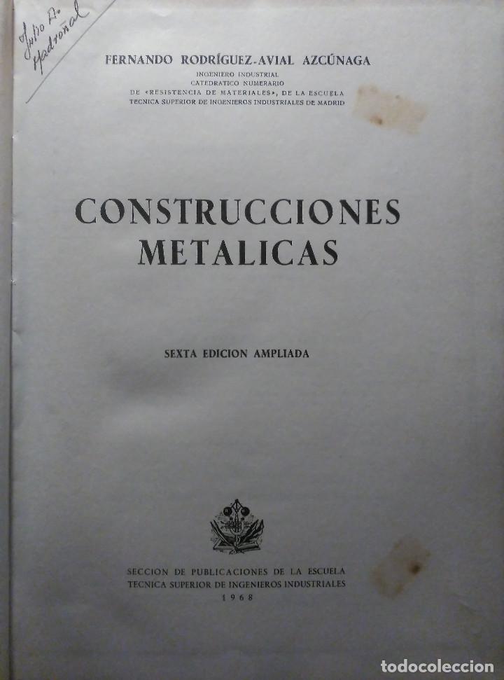 Libros de segunda mano: Construcciones met&aacute;licas, Rodr&iacute;guez-Avial, 1968 - Foto 3