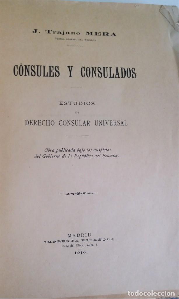Libros de segunda mano: Consules y Consulados Estudios de Derecho Consular Universal - RARO - Foto 2