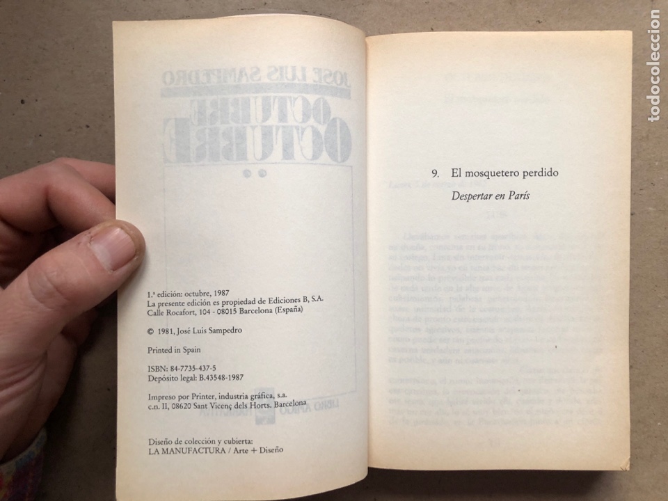 Libros de segunda mano: OCTUBRE OCTUBRE. JOS&Eacute; LUIS SAMPEDRO. EDICIONES B, 1987. 2 TOMOS. - Foto 10