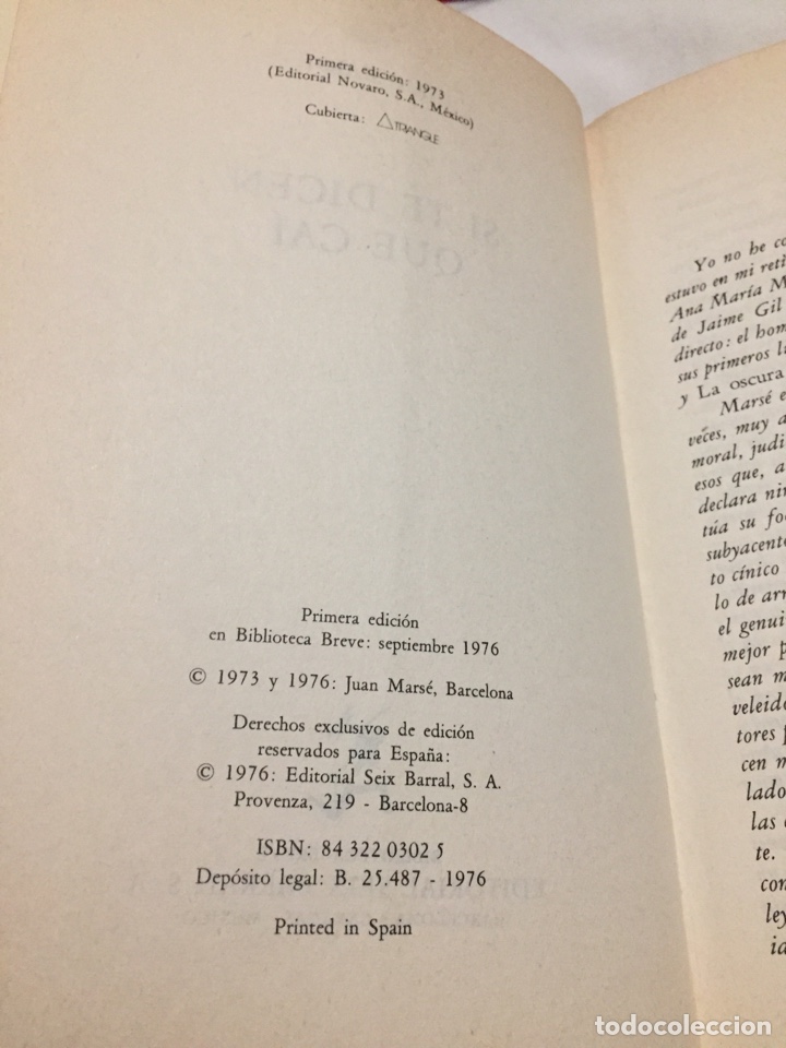 Libros de segunda mano: Libro Sine dicen que ca&iacute;. Juan Mars&eacute; - Foto 3