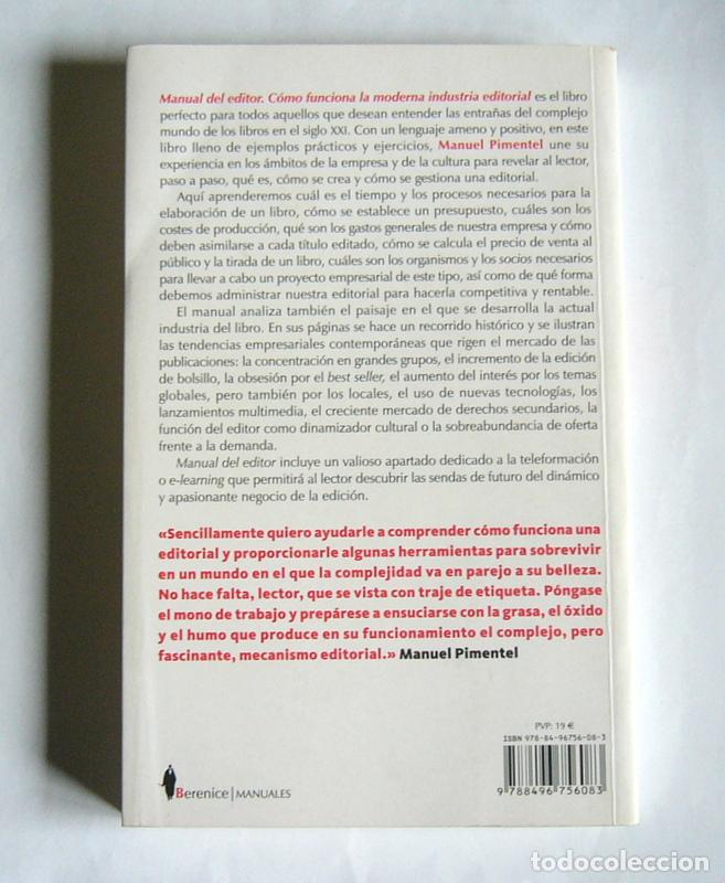 Libros de segunda mano: MANUAL DEL EDITOR - COMO FUNCIONA LA MODERNA INDUSTRIA EDITORIAL - MANUEL PIMENTEL - Foto 2