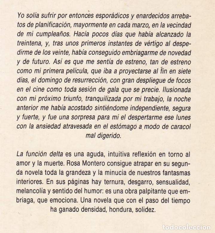Libros de segunda mano: ROSA MONTERO / LA FUNCI&Oacute;N DELTA . ED DEBATE 1995 1&ordf; EDICI&Oacute;N . * NOVELA * - Foto 7