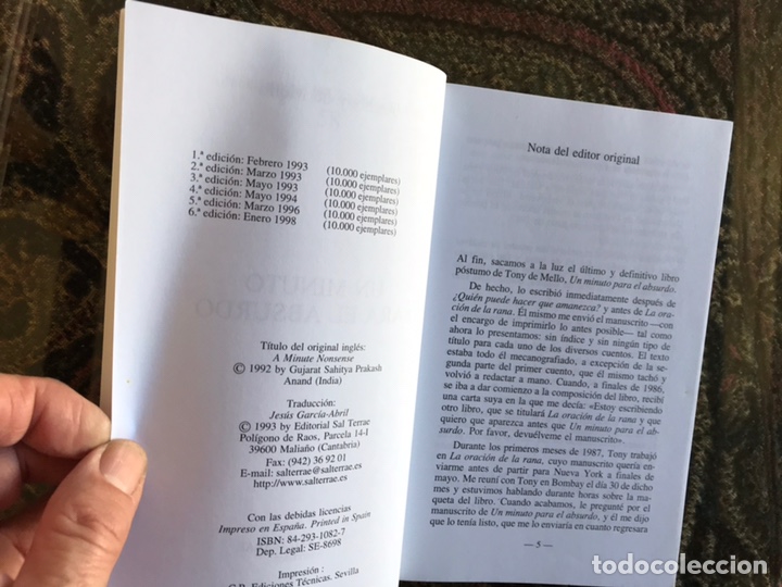 Libros de segunda mano: Un minuto para el absurdo. Anthony de Mello. Como nuevo - Foto 4