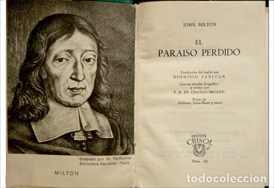 Libros de segunda mano: MILTON, John.  El Paraiso Perdido. 1963 (&ldquo;Crisol&rdquo;). - Foto 2