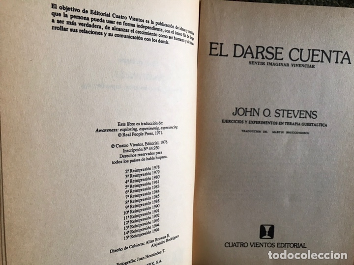 Libros de segunda mano: El darse cuenta. John O. Stevens - Foto 3