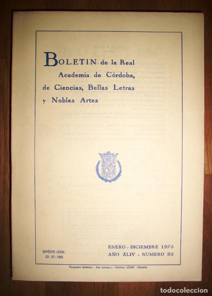 Libri di seconda mano: BOLET&Iacute;N de la Real Academia de C&oacute;rdoba... Enero-diciembre 1975 ; a&ntilde;o XLIV ; N&ordm; 95