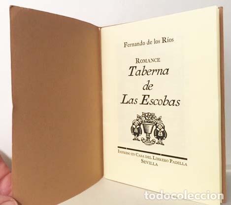 Libros de segunda mano: Romance. Taberna de las Escobas. Sevilla. (Fernando de los R&iacute;os) - Foto 2