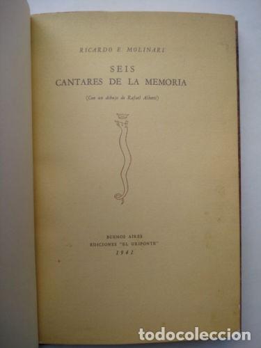 Libros de segunda mano: Ricardo E. Molinari - Seis cantares...Rafael Alberti. Solo 50 ej. - Foto 1