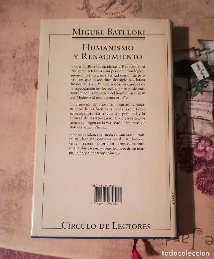 Libros de segunda mano: Humanismo y Renacimiento - Miguel Batllori - Foto 2