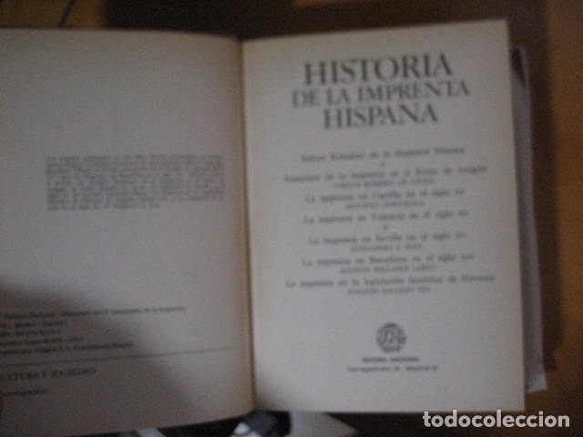 Libros de segunda mano: HISTORIA DE LA IMPRENTA HISPANA. EDITORA NACIONAL 1982. 1&ordf; EDICI&Oacute;N. - Foto 4