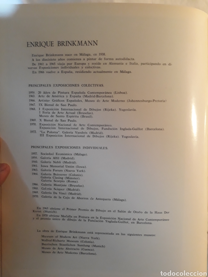 Libros de segunda mano: Catalogo de la exposicion Enrique Brinkmann 1972 Madrid. - Foto 5