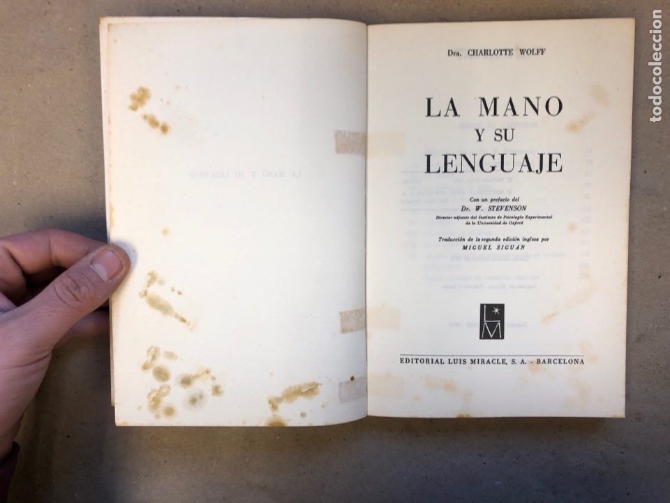 Libros de segunda mano: EL LENGUAJE DE LA MANO. CHARLOTTE WOLFF. EDITORIAL LUIS MIRACLE 1970. - Foto 2