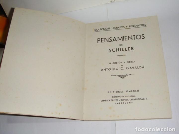 Libros de segunda mano: Pensamientos de Schiller. Antonio C. Gavald&aacute;. - Foto 2