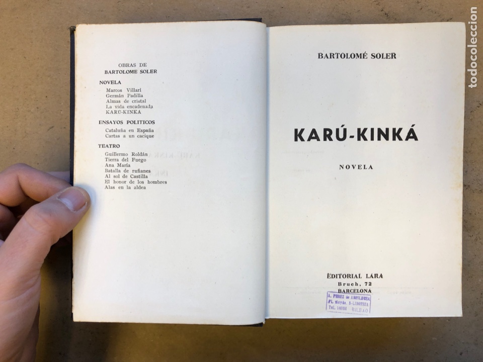 Libros de segunda mano: KAR&Uacute; - KINK&Aacute;. BARTOLOM&Eacute; SOLER. EDITORIAL LARA 1946. - Foto 3