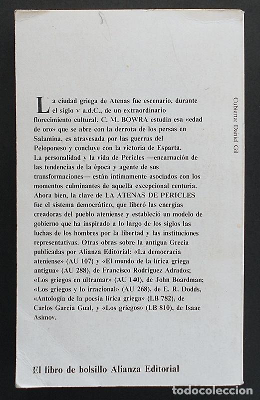 Libros de segunda mano: La Atenas de Pericles - C.M. Bowra - Alianza (1988) - Foto 2