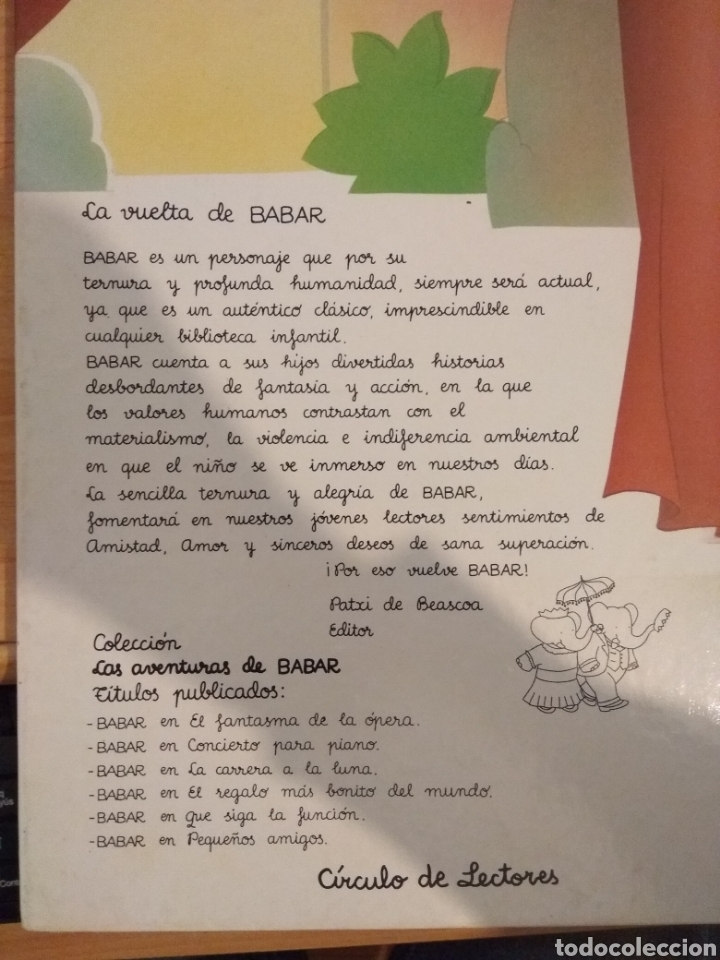 Libros de segunda mano: Babar en Que siga la funci&oacute;n. Circulo de lectores. - Foto 2