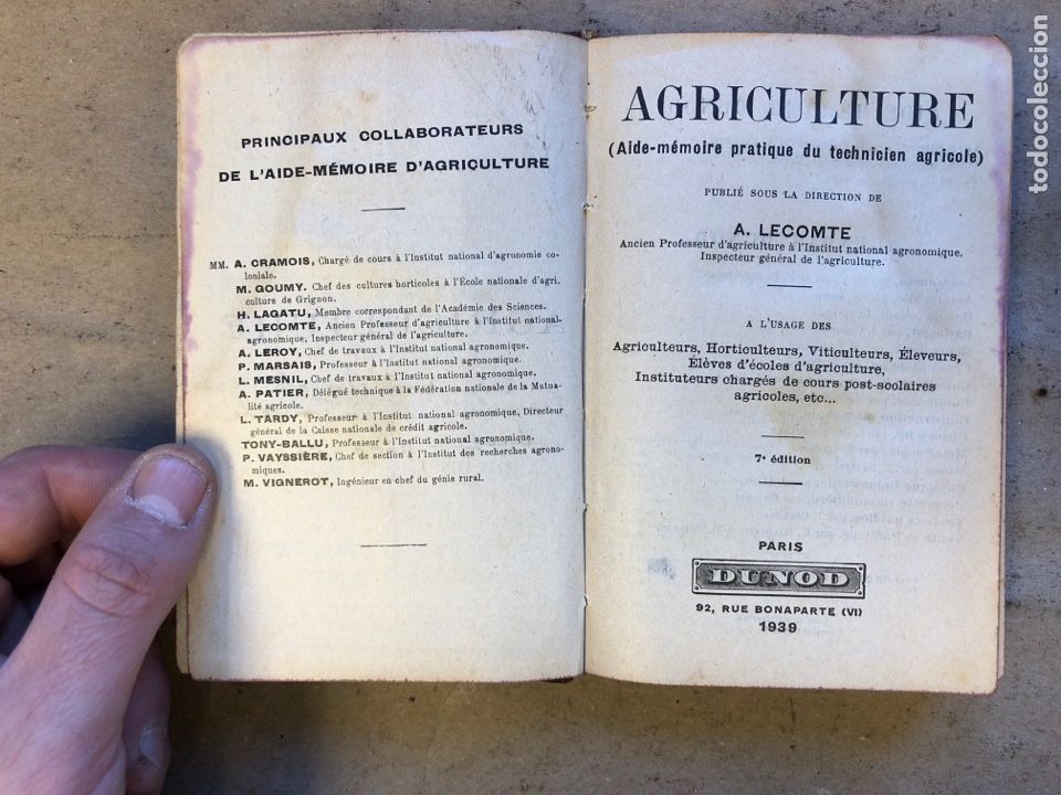 Libros de segunda mano: AGRICULTURE (AIDE MEMORIE PRACTIQUE DU TECHNICIEN AGRICOLE). A. LECOMTE. 1939. - Foto 3