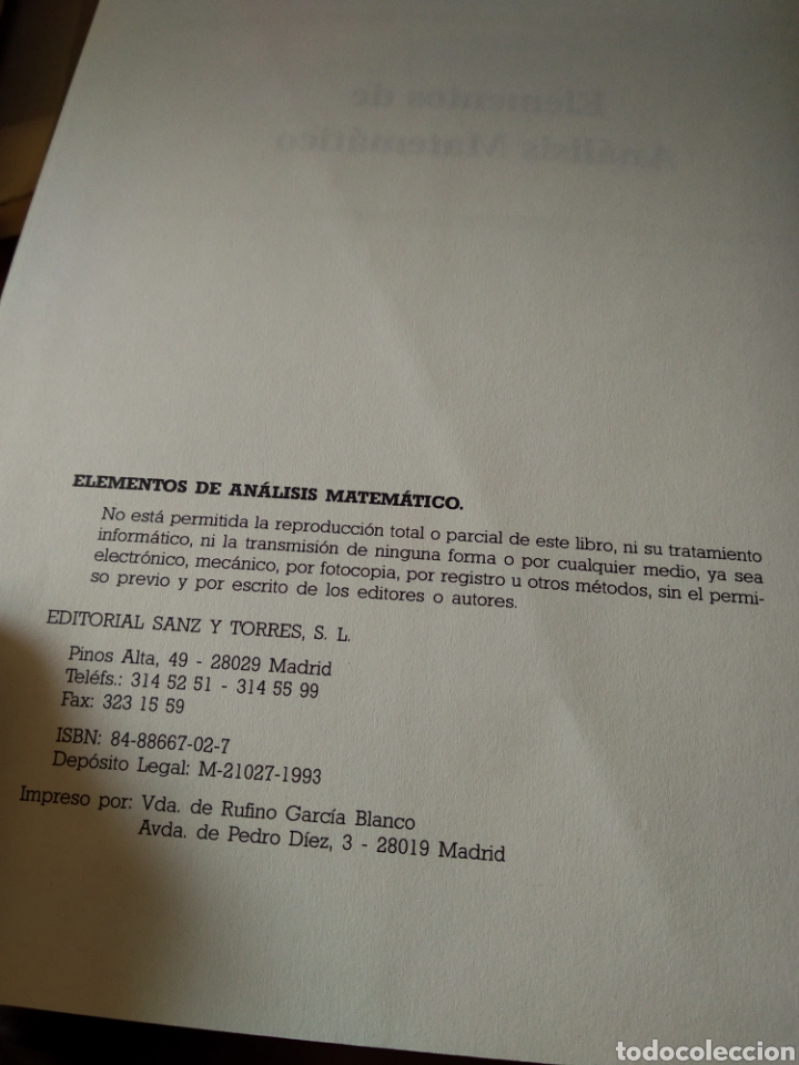 Libros de segunda mano: ELEMENTOS DE AN&Aacute;LISIS MATEM&Aacute;TICO.VV.AA #1503 - Foto 2