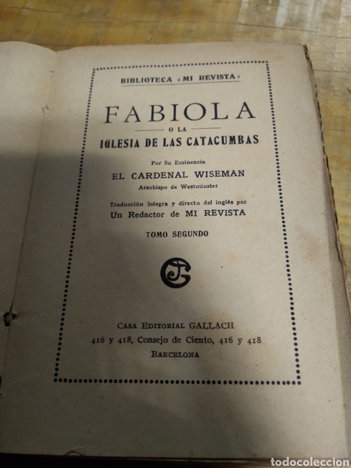 Libros de segunda mano: FABIOLA. CARDENAL WISEMAN. #1939 - Foto 3