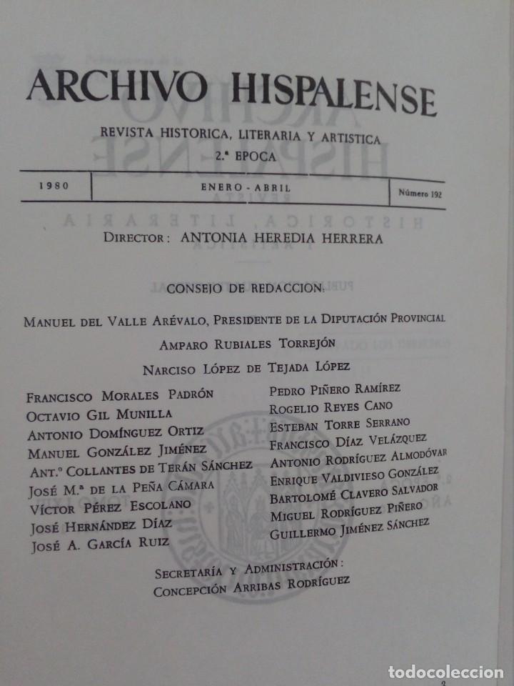 Libros de segunda mano: Archivo Hispalense - Numero 192 - 1980 - Foto 2