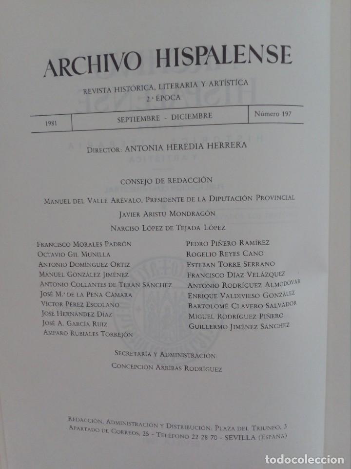Libros de segunda mano: Archivo Hispalense - Numero 197 - 1981 - Foto 2