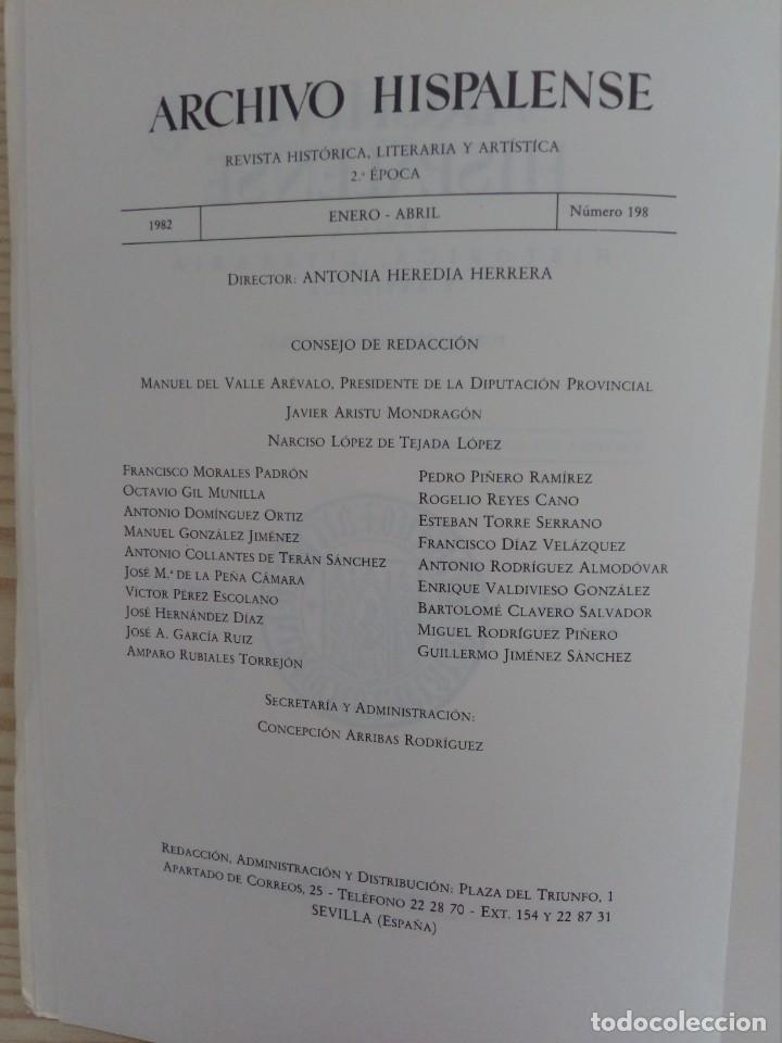 Libros de segunda mano: Archivo Hispalense - Numero 198 - 1982 - Foto 2