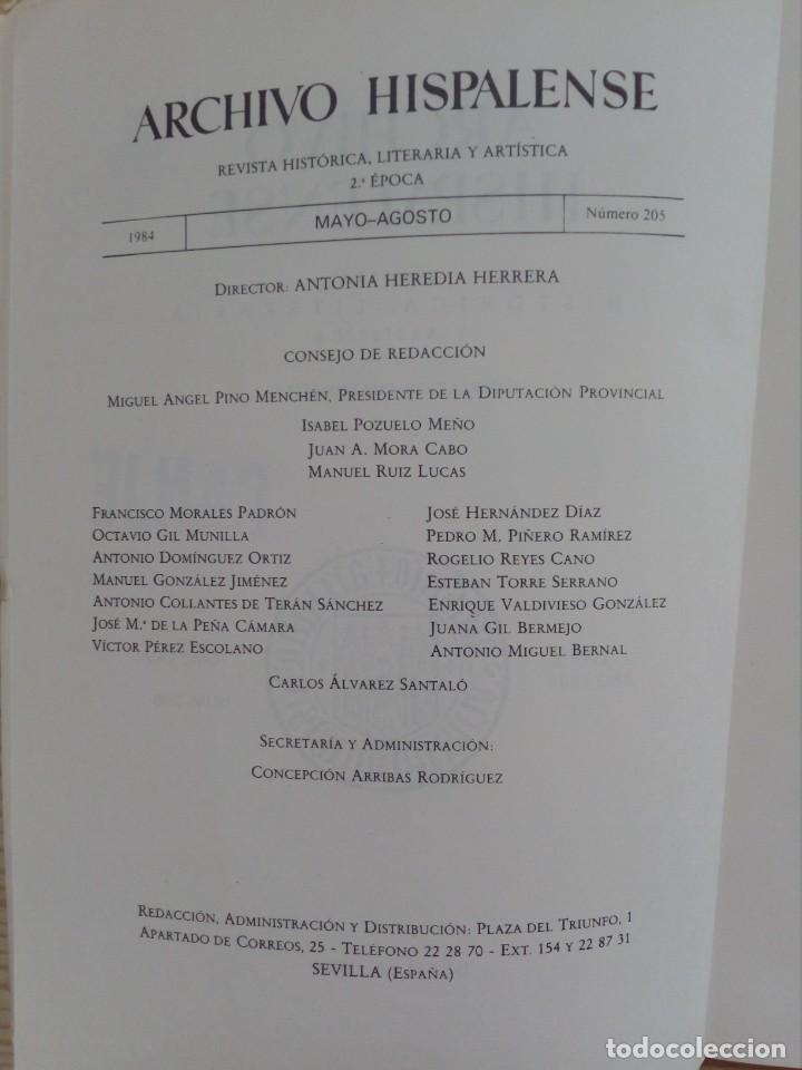 Libros de segunda mano: Archivo Hispalense - Numero 205 - 1984 - Foto 2
