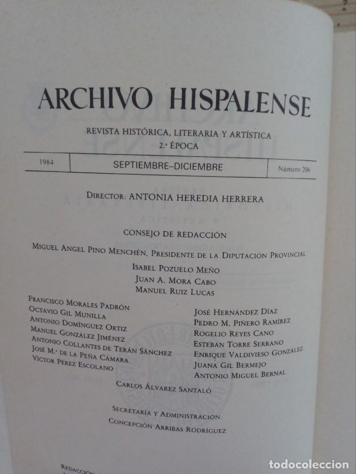 Libros de segunda mano: Archivo Hispalense - Numero 206 - 1984 - Foto 2