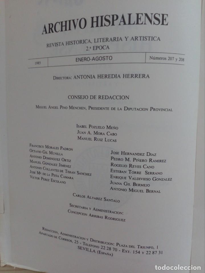 Libros de segunda mano: Archivo Hispalense - Numero 207-208 - 1985 - Foto 2