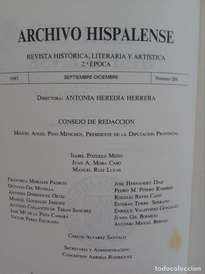 Libros de segunda mano: Archivo Hispalense - Numero 209 - 1985 - Foto 2
