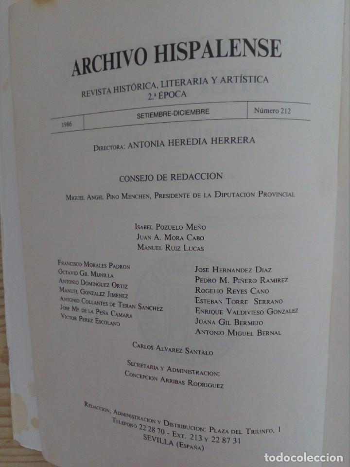 Libros de segunda mano: Archivo Hispalense - Numero 212 - 1986 - Foto 2