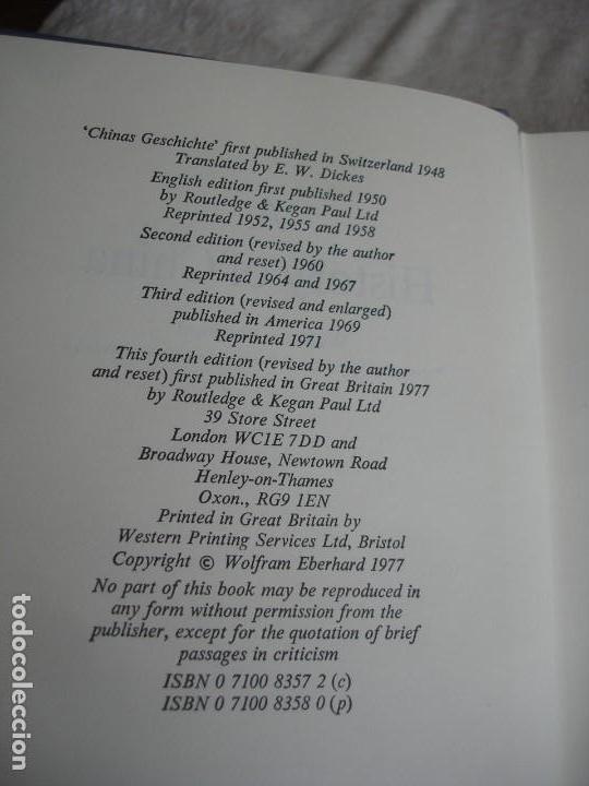 Libros de segunda mano: Eberhard, Wolfram. A history of China - Foto 3