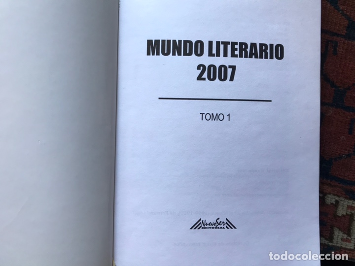 Libros de segunda mano: Mundo literario 2007. Tomo uno. Nuevo ser. Buenos Aires. - Foto 3 - 155886869