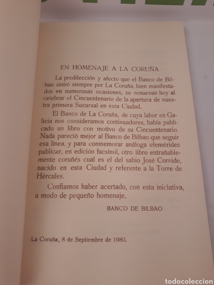 Libros de segunda mano: La Torre De Hercules. Facsimil.Joseph Cornide. Banco de Bilbao. - Foto 2