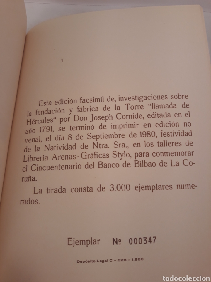 Libros de segunda mano: La Torre De Hercules. Facsimil.Joseph Cornide. Banco de Bilbao. - Foto 5